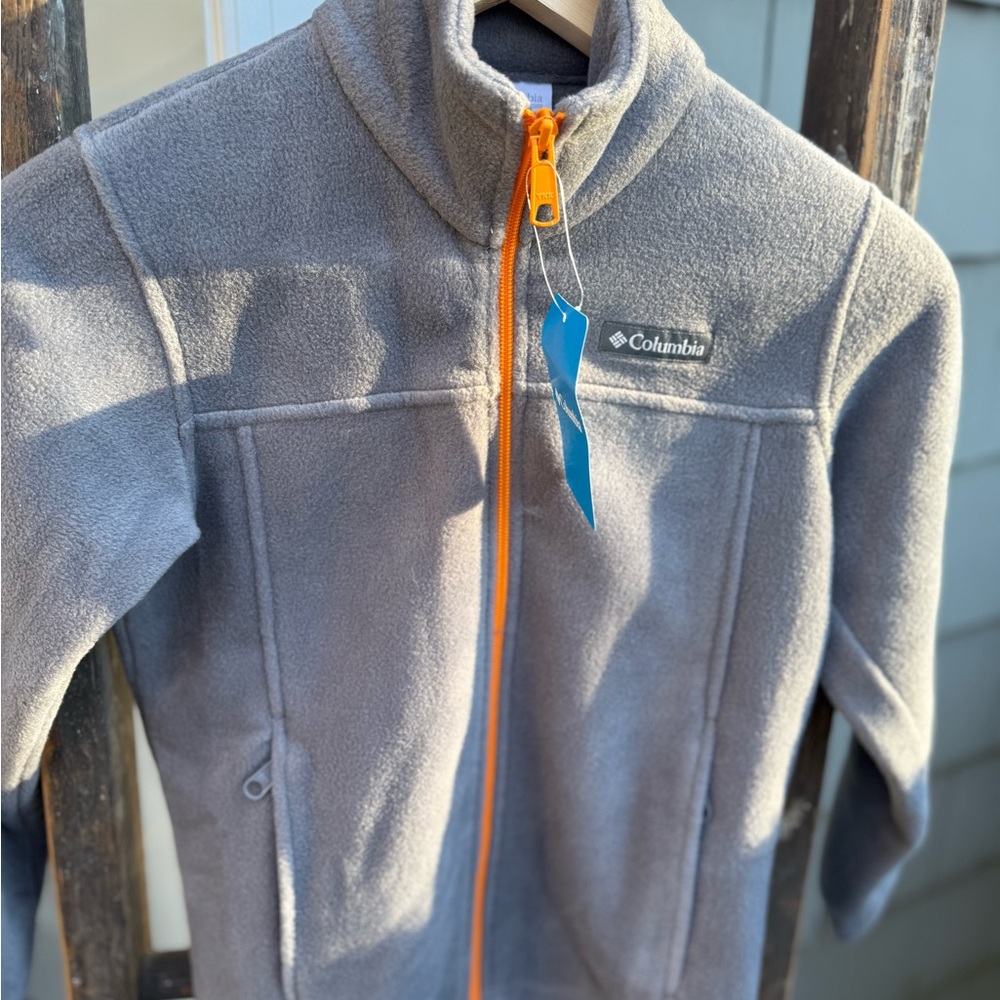 Columbia Heather Gray Fleece with Orange Accents Youth Small (8)